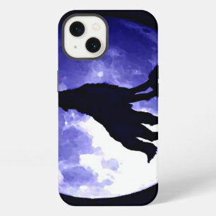 Howling Wolf Silhouette & Fullmoon Blue Night iPhone 13 Case