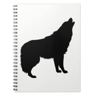 Howling Wolf Silhouette Spiral Notebook