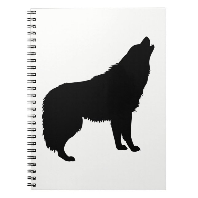 Howling Wolf Silhouette Spiral Notebook (Front)