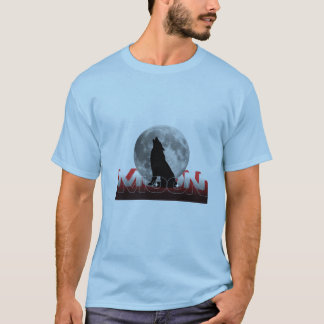 Howling Wolf Silhouette with Full Moon Graphic T-S T-Shirt