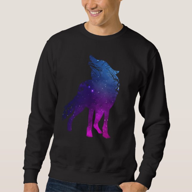 Howling Wolf Silhouette Wolves Forest Animal Sweatshirt (Front)