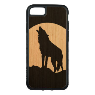 Howling wolf silhouette wood iPhone 6 Carved iPhone 8/7 Case