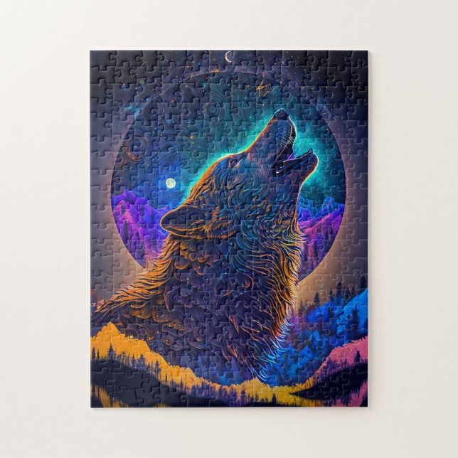 Howling Wolf Surreal Fantasy Jigsaw Puzzle (Vertical)