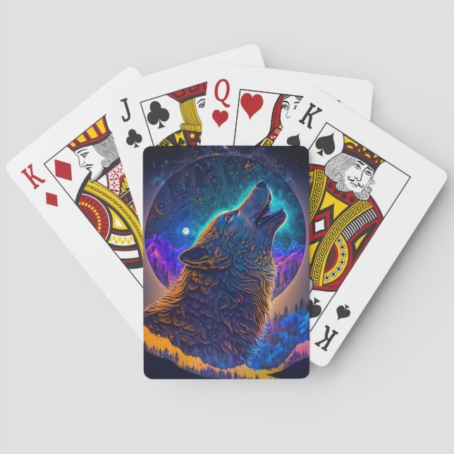 Howling Wolf Surreal Fantasy Playing Cards (Back)