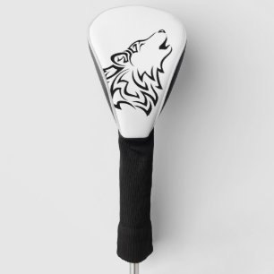 Howling Wolf Tribal   Black and White Golf Head Cover