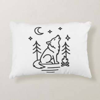 Howling Wolf Under the Moon Decorative Pillow