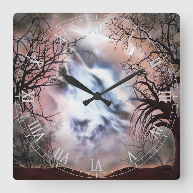 Howling Wolf Vignette Wall Clock (Front)