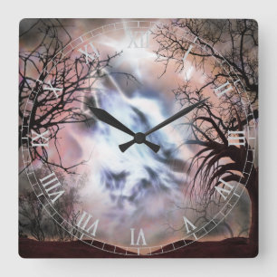 Howling Wolf Vignette Wall Clock