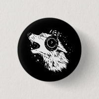 howling wolf wearing headphones