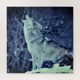 Howling Wolf Winter Forest Jigsaw Puzzle