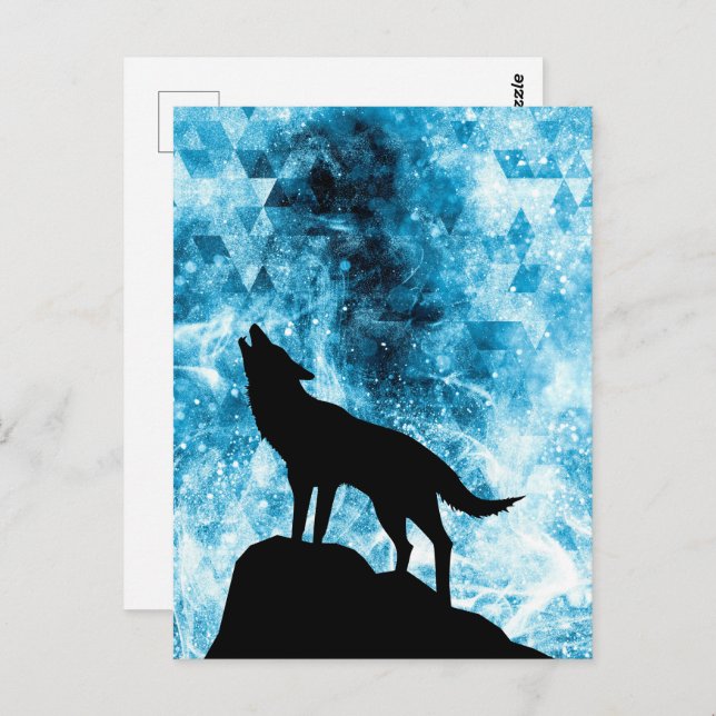 Howling Wolf Winter snowy blue smoke Abstract Postcard (Front/Back)