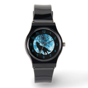 Howling Wolf Winter snowy blue smoke Monogram Watch