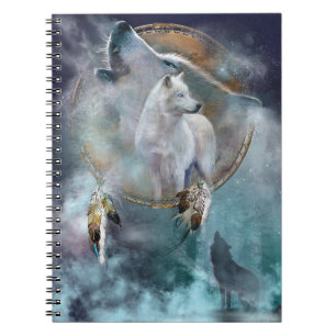 Howling Wolf with Dreamcatcher Spiral Notebook