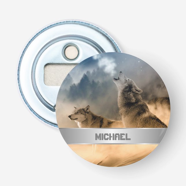 Howling Wolves Foto Bottle Opener (Front)