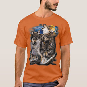 Howling Wolves in full moon T-Shirt