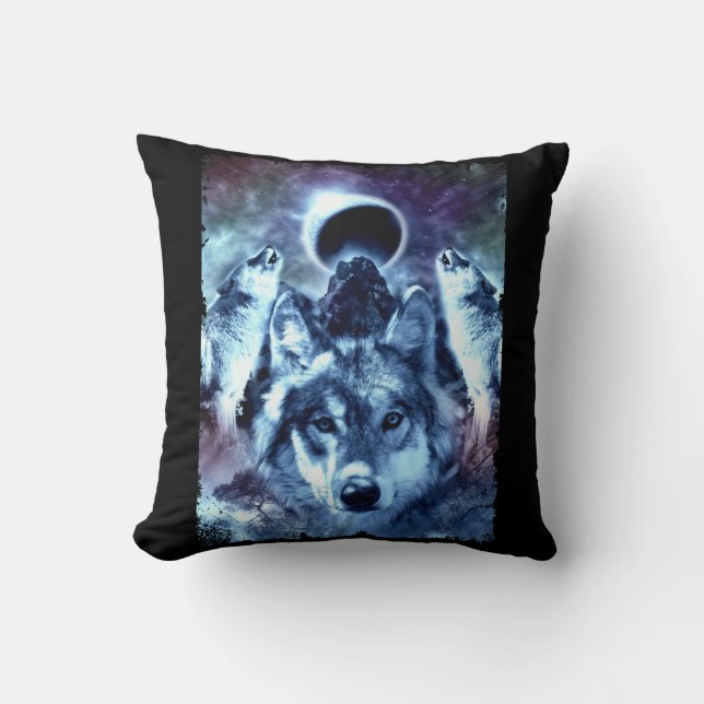 Howling Wolves Moon Winter Wolf Cushion (Front)