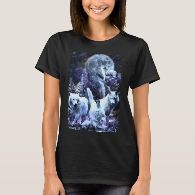 Howling Wolves Winter Forest Animals Wolf T-Shirt (Front)