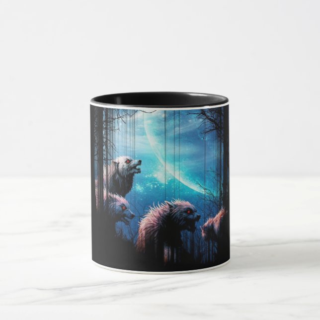 Howling Wolves With Red Eyes Mug (Center)