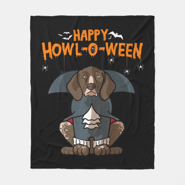Howloween German Shorthaired Pointer Dog Halloween Fleece Blanket (Front)