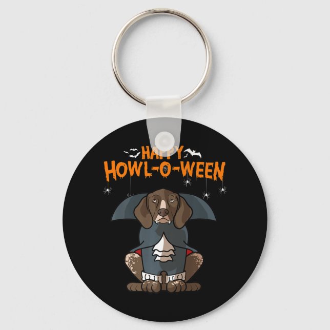 Howloween German Shorthaired Pointer Dog Halloween Key Ring (Front)