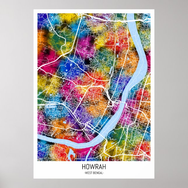 Howrah West Bengal City Map Poster (Front)