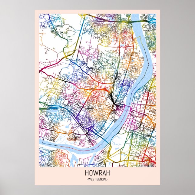 Howrah West Bengal City Map Poster (Front)