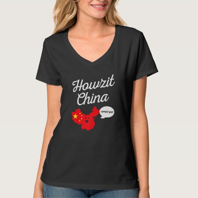 Howzit China Map South Africa  Dad Joke T-Shirt (Front)