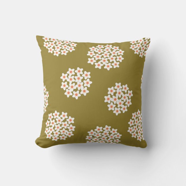 Hoya Flowers Throw Pillow (Front)
