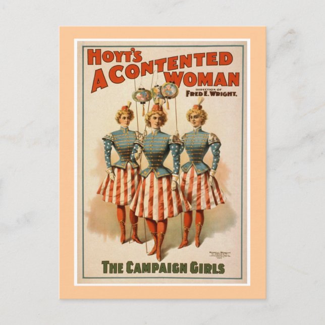 Hoyt's A Contented Woman Vintage Theatre Poster Postcard (Front)