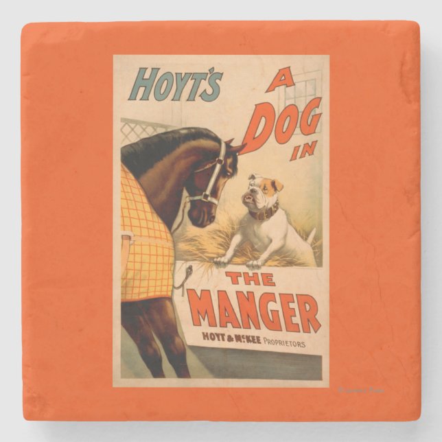 Hoyt's A dog in the Manger Theatre Poster Stone Coaster (Front)