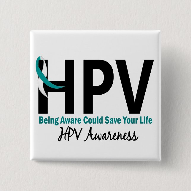 HPV Awareness 3 15 Cm Square Badge (Front)