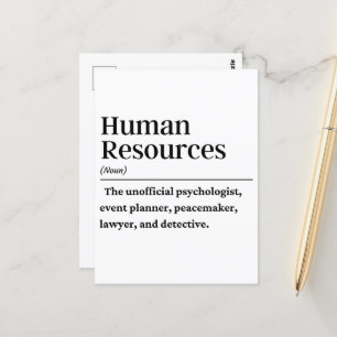 HR Human resources definition Postcard