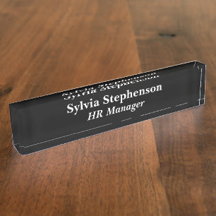 HR Manager Black Acrylic Nameplate