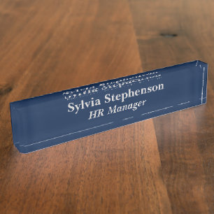 HR Manager Blue Acrylic Nameplate