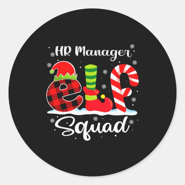 Hr Manager Elf Squad Christmas Recruiter Matching  Classic Round Sticker (Front)