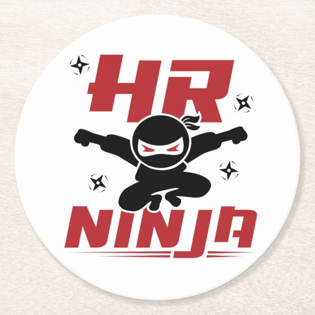 HR Ninja Human Resources Round Paper Coaster (Front)
