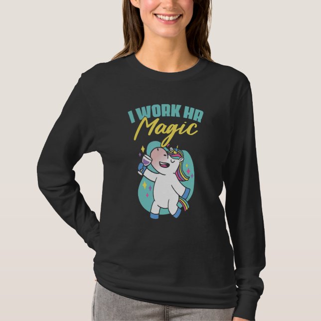 Hr Work Magic Unicorn Human Resources Fun Graphic  T-Shirt (Front)
