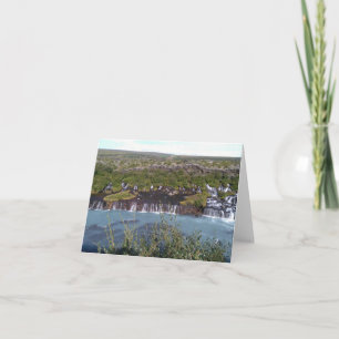 Hraunfossar waterfall in Iceland greeting card