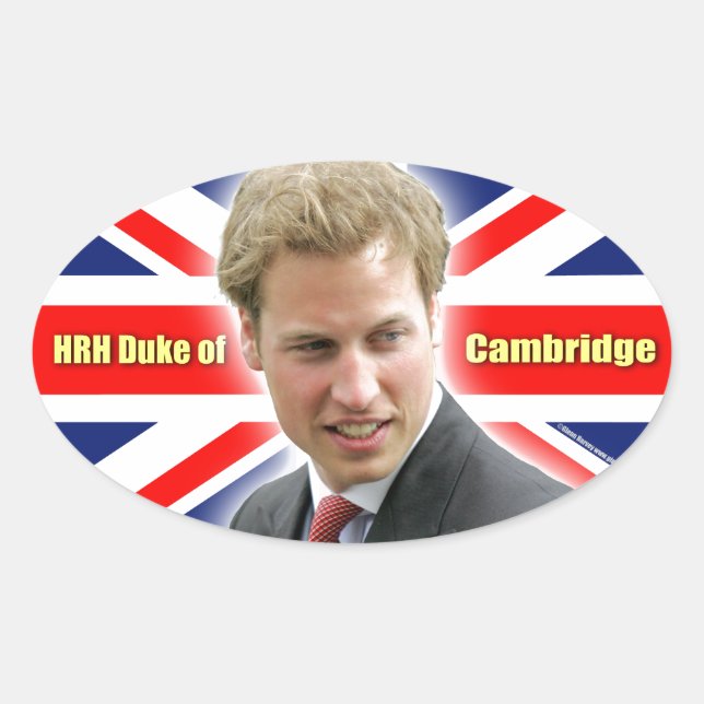 HRH Duke of Cambridge - Stunning! Oval Sticker (Front)