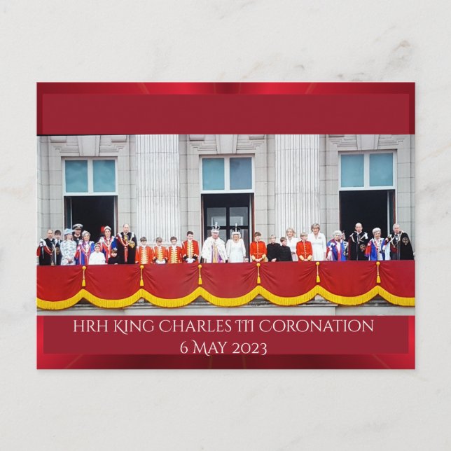 HRH King Charles III Coronation balcony Postcard (Front)