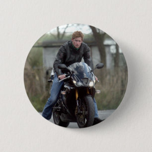 HRH Prince Harry motorbike 6 Cm Round Badge