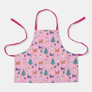 hristmas Cats and Trees Holiday Pattern Apron