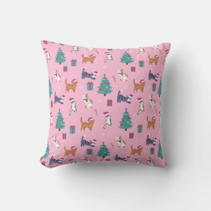 hristmas Cats and Trees Holiday Pattern Cushion