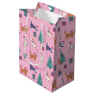 hristmas Cats and Trees Holiday Pattern Medium Gift Bag