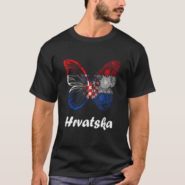 Hrvatska Butterfly Croatia Croatian Roots Croatian T-Shirt (Front)