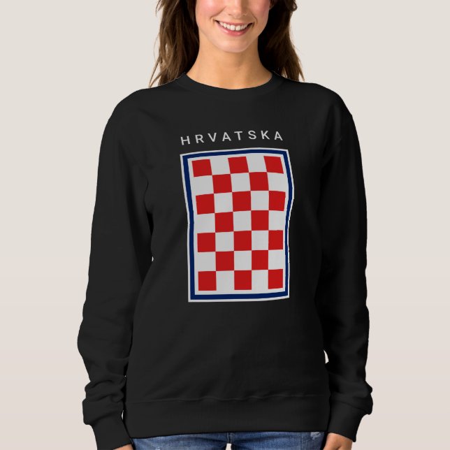Hrvatska Checker Blue Border Sweatshirt (Front)