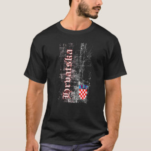 Hrvatska  With Crest In Retro Style Croatia T-Shirt