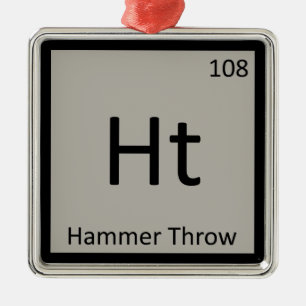 Ht - Hammer Throw Track and Field Chemistry Symbol Metal Tree Decoration