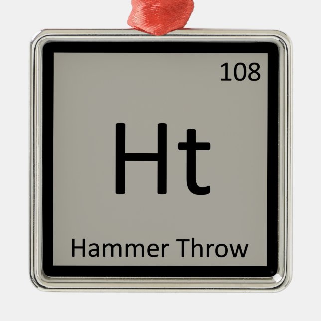 Ht - Hammer Throw Track and Field Chemistry Symbol Metal Tree Decoration (Front)
