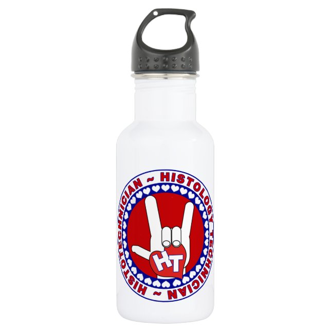 HT HISTOTECHNICIAN HISTOLOGY TECH LOVE LOGO ASL 532 ML WATER BOTTLE (Front)